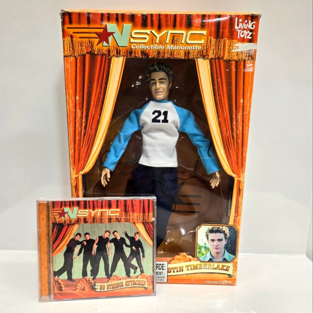 NSYNC Justin Timberlake Collectible Marionette Doll With No Strings Attached CD